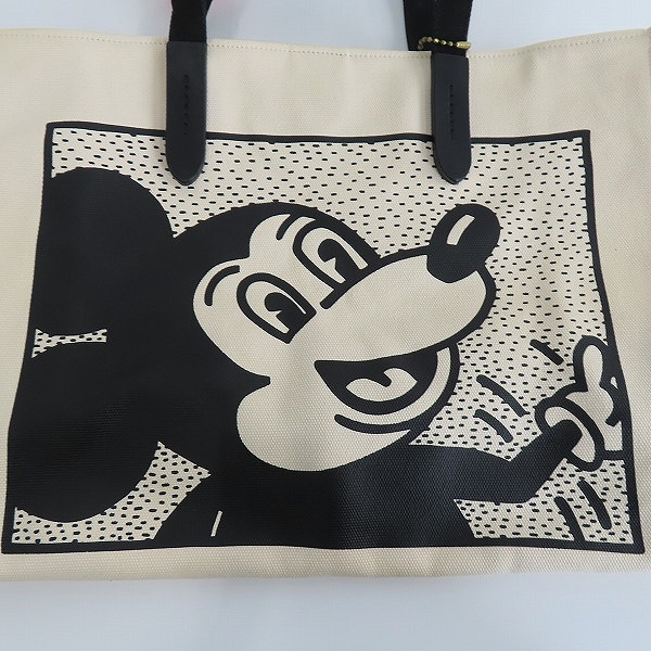実際に弊社で買取させて頂いたCOACH/コーチ KEITH HARING/キースへリング Disney/ディズニー ミッキー トートバッグ レザーマスコット付の画像 3枚目