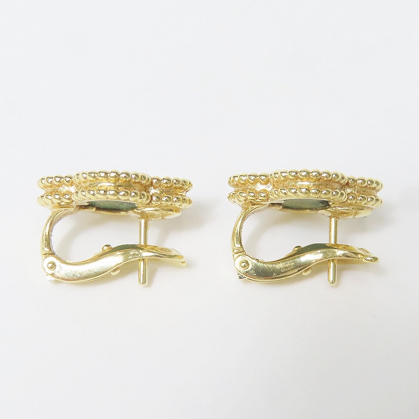 実際に弊社で買取させて頂いたVan Cleef＆Arpels/ヴァンクリーフ&アーペル K18YG/イエローゴールド ヴィンテージアルハンブラ マラカイト ピアスの画像 2枚目