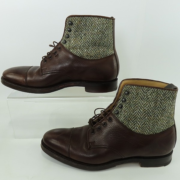 実際に弊社で買取させて頂いたPeal & Co./ピール＆コー BROOKS BROTHERS/CALF/HARRIS TWEED カーフレザー レースアップブーツ 57271/7.5Dの画像 3枚目