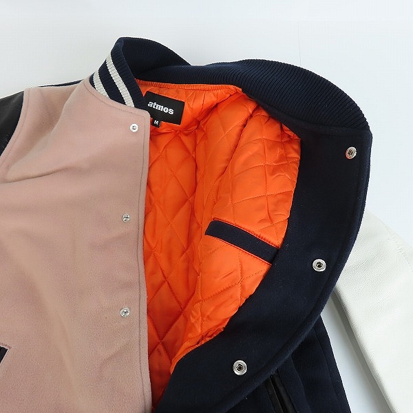 実際に弊社で買取させて頂いたatmos/アトモス Aロゴワッペン フェイクレザー切替 中綿キルティングスタジャン Mの画像 7枚目