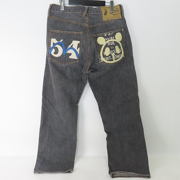 実際に弊社で買取させて頂いたEVISU/エヴィス パンダペイント デニムパンツ 32×34の画像 1枚目