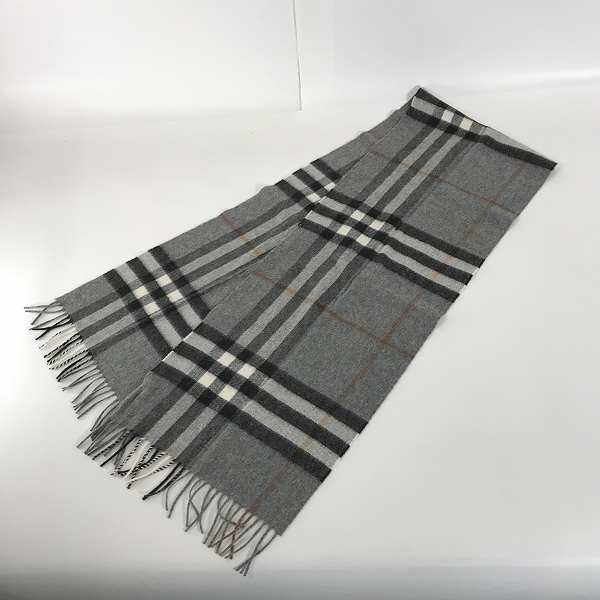 実際に弊社で買取させて頂いた【JPタグ】BURBERRY/バーバリー ジャイアントチェック柄 カシミア100％ マフラー 8016395 71Qの画像 5枚目