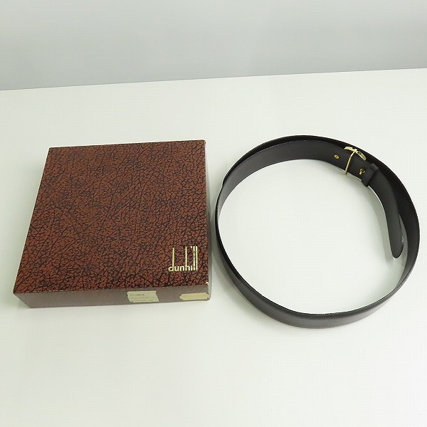 実際に弊社で買取させて頂いたdunhill/ダンヒル ロゴバックルレザーベルト ブラック/ゴールド 32/80の画像 9枚目