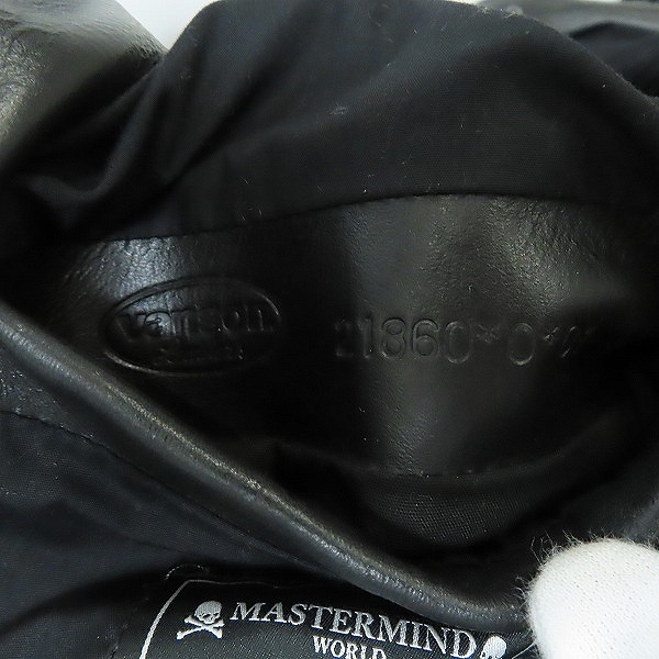 実際に弊社で買取させて頂いたMASTERMIND WORLD×VANSON/マスターマインド×バンソン 17AW 背面スカル ロゴ プリント ライダース MWVP17-BL001-1/XXLの画像 6枚目