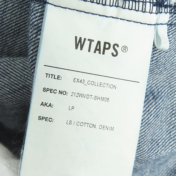 実際に弊社で買取させて頂いたWTAPS/ダブルタップス 21AW LP/LS/COTTON.DENIM/ロングスリーブ シャツ 212WVDT-SHM05/01の画像 3枚目