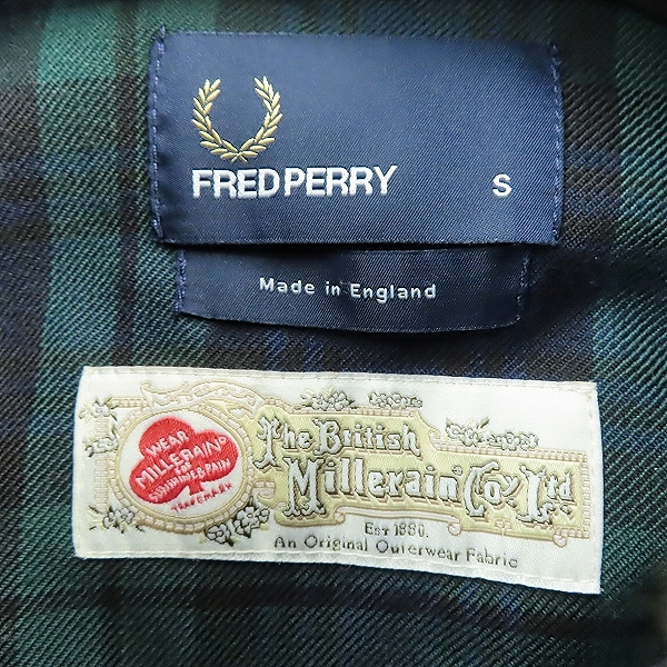 実際に弊社で買取させて頂いたFRED PERRY× BRITISH MILLERAIN /フレッドペリー MILLERAIN FABRIC オイルドコットン スウィングトップ/Sの画像 2枚目