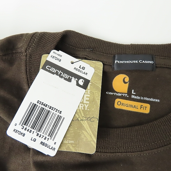実際に弊社で買取させて頂いた【未使用】Carhartt×Penthouse Casino/カーハート×ペントハウスカジノ Tシャツ ブラウン K87DKB/Lの画像 2枚目