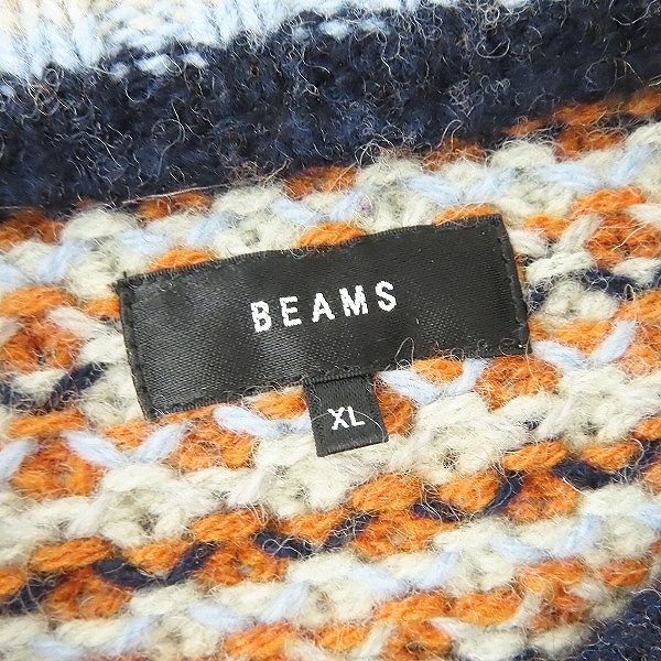 実際に弊社で買取させて頂いたBEAMS/ビームス 3ゲージ ジャカード クルーネック ニット 11-15-0499-147/XLの画像 2枚目