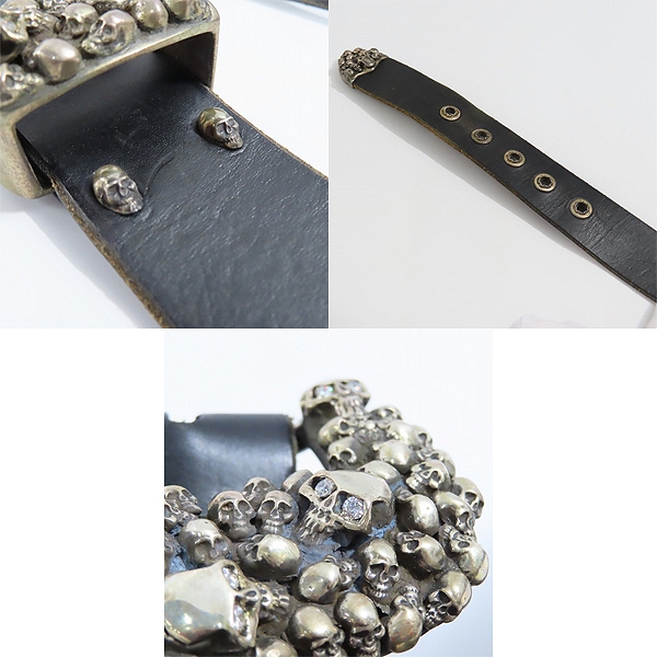 実際に弊社で買取させて頂いたSTANLEY GUESS/スタンリーゲス 1ピースレザーベルトw/4ピーススカルバックルセット スカルアイの画像 6枚目