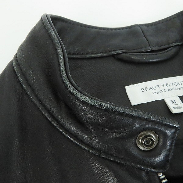 実際に弊社で買取させて頂いたBEAUTY&YOUTH UNITED ARROWS/ユナイテッドアローズ シープレザー シングルライダースジャケット 1225-199-7631/Mの画像 7枚目