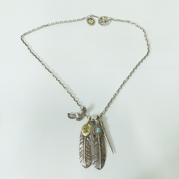 実際に弊社で買取させて頂いた【カスタム】ARIZONA FREEDOM 上金/ターコイズフェザー/ホイール/イーグル/ネイル/チェーン/フック ネックレスの画像 9枚目