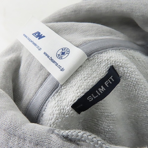 実際に弊社で買取させて頂いたLOOPWHEELER×BEAMS+/ループウィラー×ビームスプラス ジップアップ パーカー グレー Sの画像 3枚目