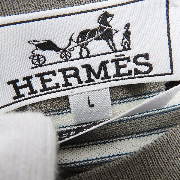 実際に弊社で買取させて頂いた【JPタグ】HERMES/エルメス ボーダー ニット Tシャツ/Lの画像 3枚目