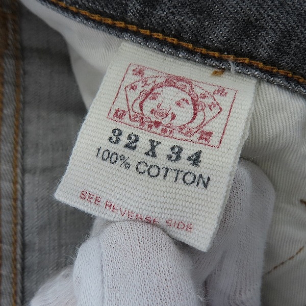 実際に弊社で買取させて頂いたEVISU/エヴィス パンダペイント デニムパンツ 32×34の画像 3枚目