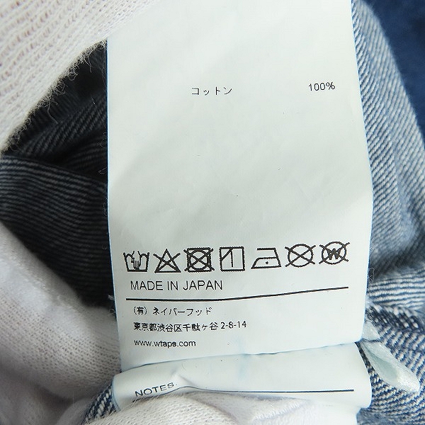 実際に弊社で買取させて頂いたWTAPS/ダブルタップス 21AW LP/LS/COTTON.DENIM/ロングスリーブ シャツ 212WVDT-SHM05/01の画像 4枚目