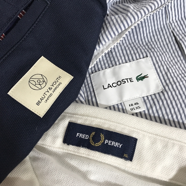 実際に弊社で買取させて頂いた【おまとめ】ユナイテッドアローズ/ラコステ/フレッドペリー 他 テーラードジャケット/ポロシャツ/カットソー 等