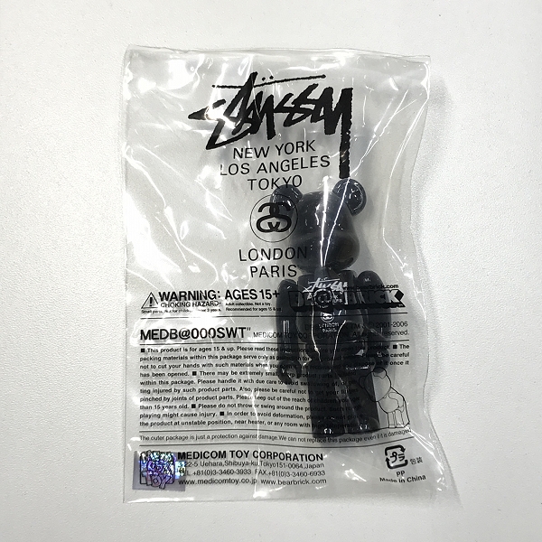 実際に弊社で買取させて頂いた【未開封】STUSSY×MEDICOM TOY/ステューシー×メディコムトイ BE@RBRICK/ベアブリック WORLD TOUR 100% ブラック