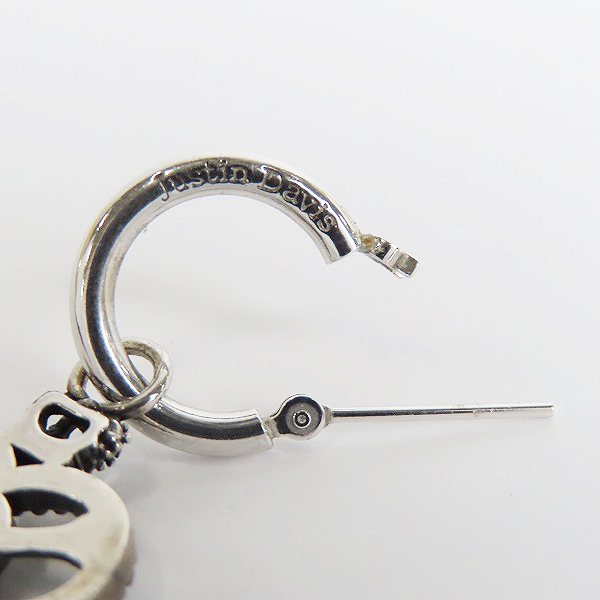 実際に弊社で買取させて頂いた【証明書付き】Justin Davis/ジャスティンデイビス スカル ハートチャーム フープピアス/SEJ580 片耳用の画像 4枚目