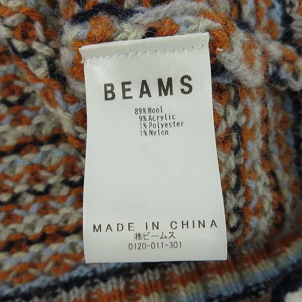 実際に弊社で買取させて頂いたBEAMS/ビームス 3ゲージ ジャカード クルーネック ニット 11-15-0499-147/XLの画像 3枚目