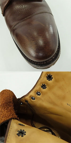 実際に弊社で買取させて頂いたPeal & Co./ピール＆コー BROOKS BROTHERS/CALF/HARRIS TWEED カーフレザー レースアップブーツ 57271/7.5Dの画像 6枚目