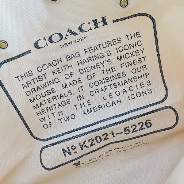 実際に弊社で買取させて頂いたCOACH/コーチ KEITH HARING/キースへリング Disney/ディズニー ミッキー トートバッグ レザーマスコット付の画像 5枚目