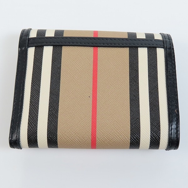 実際に弊社で買取させて頂いたBURBERRY/バーバリー Small Icon Stripe E-canvas Folding Wallet/アイコンストライプ 三つ折り財布 8026003 A7026の画像 1枚目