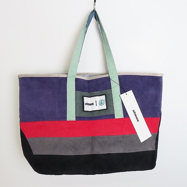 実際に弊社で買取させて頂いた【未使用】atmos/アトモス 20SS ショーン ウェザースプーン マルチカラー コーデュロイ トートバッグ