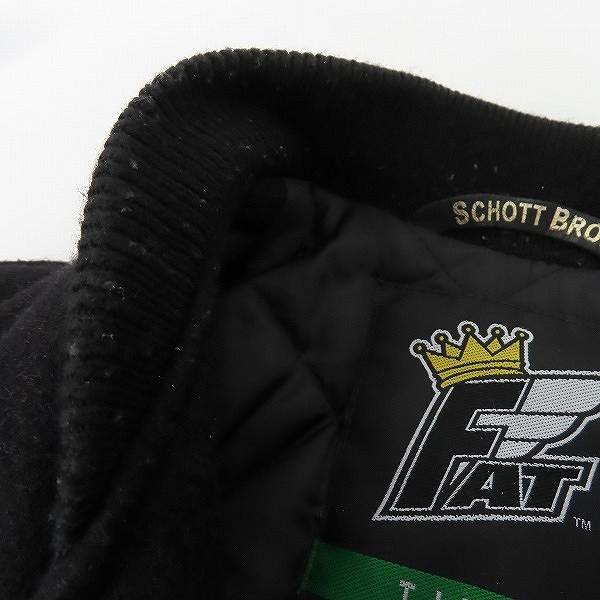 実際に弊社で買取させて頂いたSCHOTT/ショットワンスター FAT別注 切り返し袖革ウールJK 7390/34の画像 5枚目