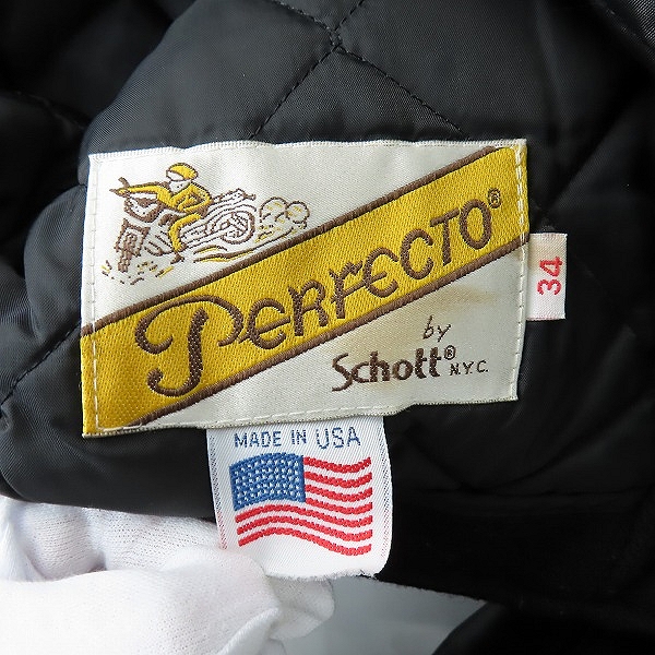 実際に弊社で買取させて頂いたSCHOTT/ショットワンスター FAT別注 切り返し袖革ウールJK 7390/34の画像 3枚目