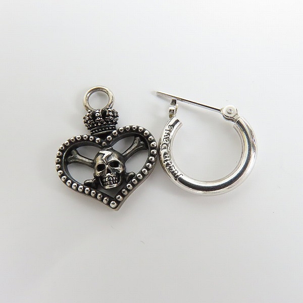 実際に弊社で買取させて頂いた【証明書付き】Justin Davis/ジャスティンデイビス スカル ハートチャーム フープピアス/SEJ580 片耳用の画像 7枚目