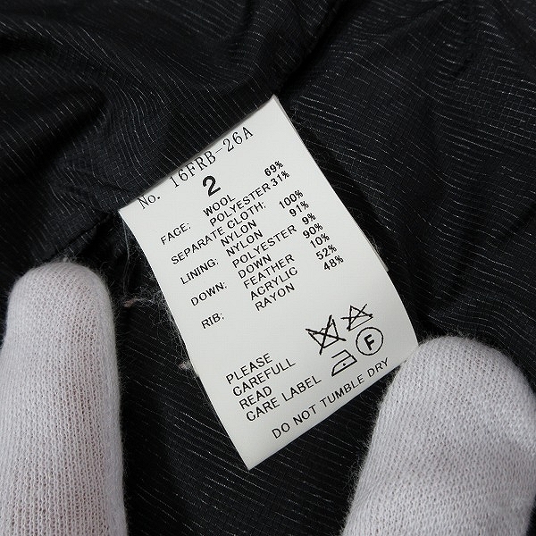 実際に弊社で買取させて頂いたroar/ロアー フード スワロ 二丁拳銃ダウンジャケット/16FRB-26A/2の画像 5枚目