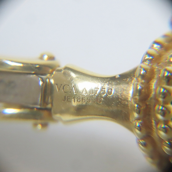 実際に弊社で買取させて頂いたVan Cleef＆Arpels/ヴァンクリーフ&アーペル K18YG/イエローゴールド ヴィンテージアルハンブラ マラカイト ピアスの画像 5枚目