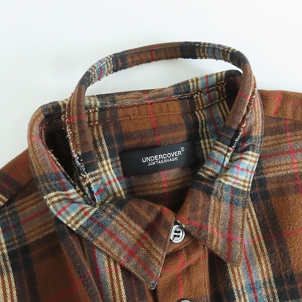実際に弊社で買取させて頂いたUNDERCOVER/アンダーカバー 22AW ネルCK襟スラッシュシャツ UC2B9404/3の画像 4枚目
