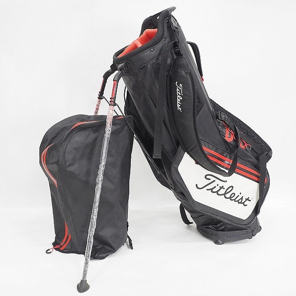 実際に弊社で買取させて頂いたTitleist/タイトリスト ゴルフ 5分割スタンド式 キャディバッグ ブラックｘホワイトの画像 1枚目
