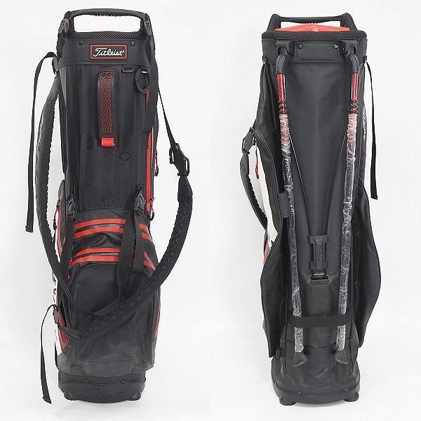 実際に弊社で買取させて頂いたTitleist/タイトリスト ゴルフ 5分割スタンド式 キャディバッグ ブラックｘホワイトの画像 2枚目