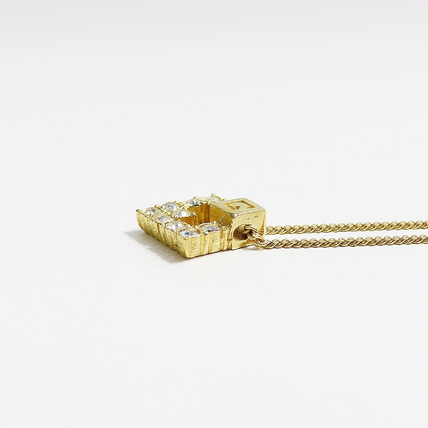 実際に弊社で買取させて頂いたGIVENCHY/ジバンシィ ロゴ スクエア ラインストーン ネックレスの画像 3枚目