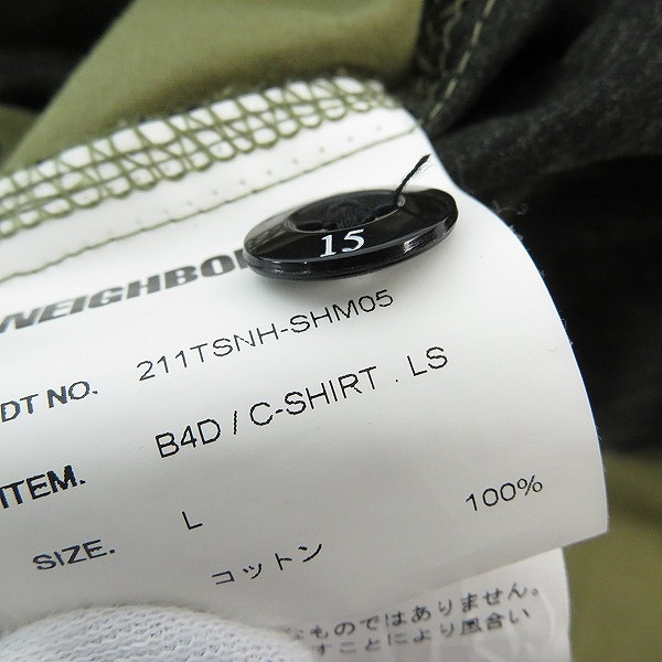 実際に弊社で買取させて頂いたNEIGHBORHOOD/ネイバーフッド C-SHIRT.LS 長袖シャツ 211TSNH-SHM05/Lの画像 4枚目