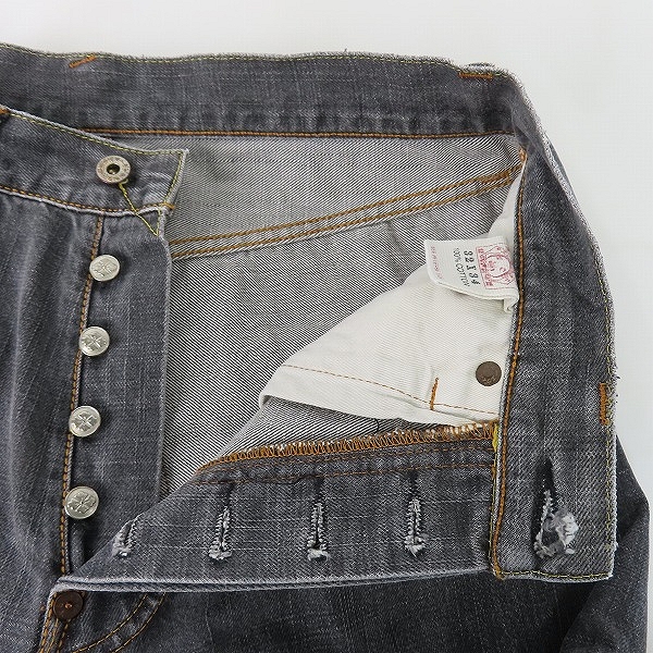 実際に弊社で買取させて頂いたEVISU/エヴィス パンダペイント デニムパンツ 32×34の画像 4枚目