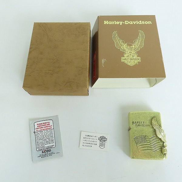 実際に弊社で買取させて頂いたZIPPO/ジッポー HARLEYDAVIDSON/ハーレーダビッドソン 星条旗 イーグルメタル貼り 1993年製の画像 7枚目