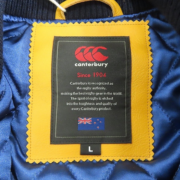 実際に弊社で買取させて頂いた【未使用】CANTERBURY/カンタベリー STADIUM JACKET 袖レザー 刺繍 スタジャン RA73510 /Lの画像 2枚目