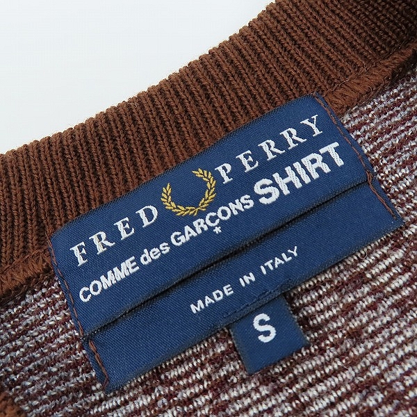 実際に弊社で買取させて頂いたCOMME des GARCONS SHIRT×FRED PERRY/コムデギャルソン×フレッドペリー アーガイル柄Vネックニット/Sの画像 2枚目