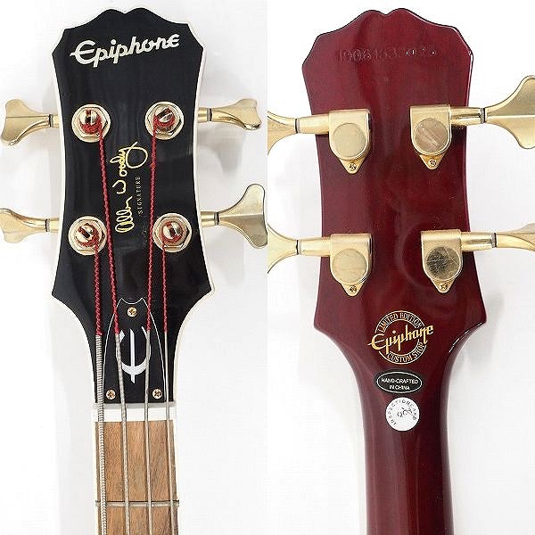 実際に弊社で買取させて頂いた★Epiphone/エピフォン Allen Woody Rumblekat Bass アレン・ウッディ シグネチャーモデル 4弦エレキベース ケース付の画像 2枚目