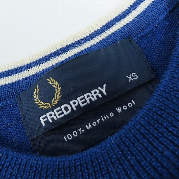 実際に弊社で買取させて頂いたFRED PERRY/フレッドペリー クラシッククルーネック メリノウール セーター K4501/XSの画像 2枚目