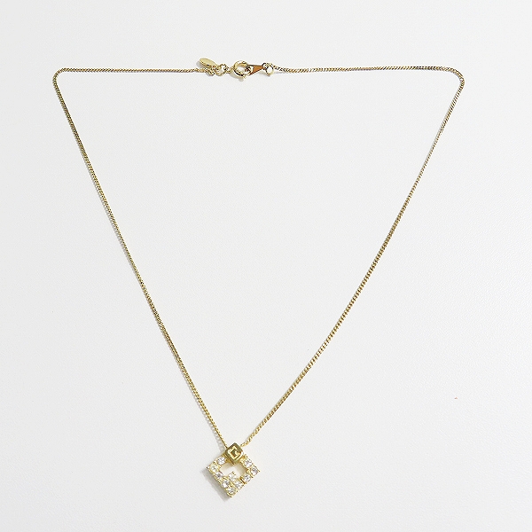 実際に弊社で買取させて頂いたGIVENCHY/ジバンシィ ロゴ スクエア ラインストーン ネックレスの画像 7枚目