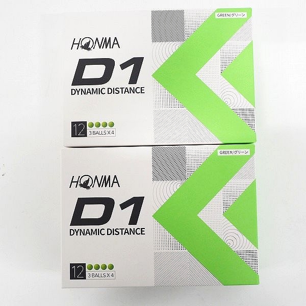 実際に弊社で買取させて頂いた【未使用】HONMA/ホンマ D1 DYNAMIC DISTANCE ゴルフボール グリーン 2ダースの画像 2枚目