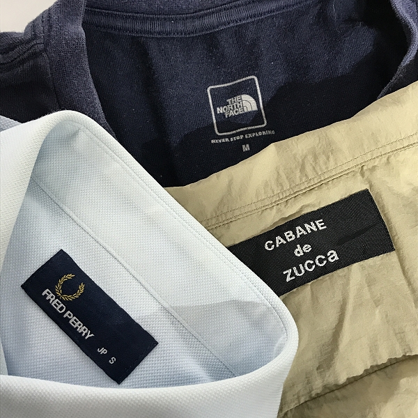 実際に弊社で買取させて頂いた【おまとめ】ザノースフェイス/ズッカ/フレッドペリー 他 ボタンシャツ/ポロシャツ/Tシャツ 等