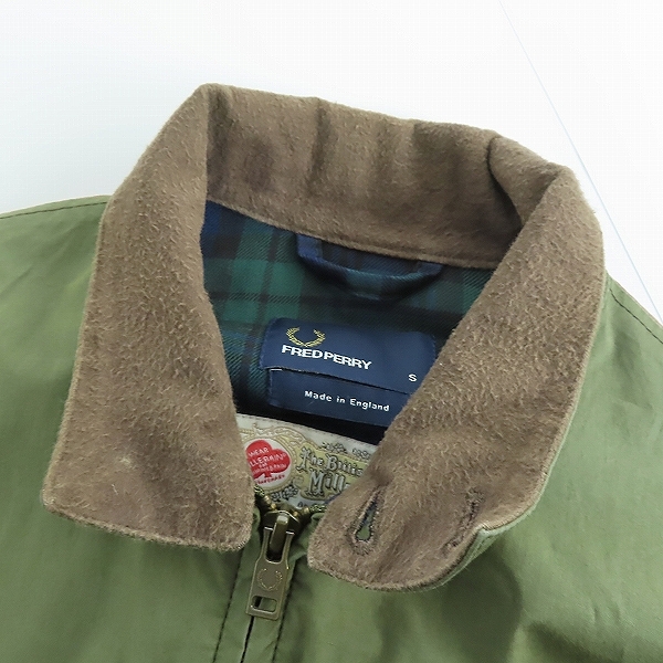 実際に弊社で買取させて頂いたFRED PERRY× BRITISH MILLERAIN /フレッドペリー MILLERAIN FABRIC オイルドコットン スウィングトップ/Sの画像 7枚目