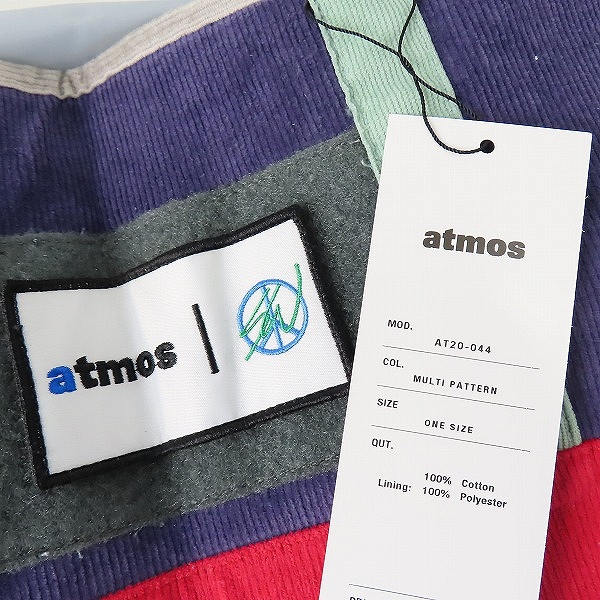 実際に弊社で買取させて頂いた【未使用】atmos/アトモス 20SS ショーン ウェザースプーン マルチカラー コーデュロイ トートバッグの画像 5枚目