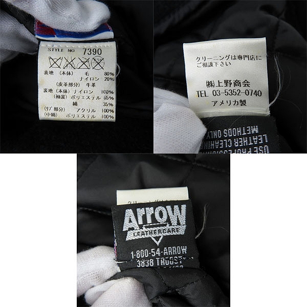 実際に弊社で買取させて頂いたSCHOTT/ショットワンスター FAT別注 切り返し袖革ウールJK 7390/34の画像 4枚目