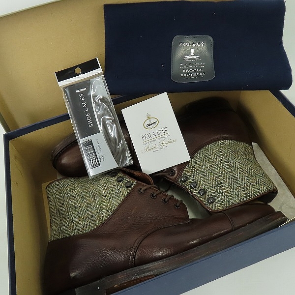 実際に弊社で買取させて頂いたPeal & Co./ピール＆コー BROOKS BROTHERS/CALF/HARRIS TWEED カーフレザー レースアップブーツ 57271/7.5Dの画像 7枚目